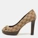 Gucci Shoes | Gucci Brown Gg Canvas Horsebit Peep Platform Pumps | Color: Brown | Size: 38.5