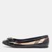 Burberry Shoes | Burberry Black/Beige Nova Check Pvc And Patent Leather Buckle Ballet Flats | Color: Black | Size: 38