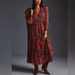 Anthropologie Dresses | New Anthropologie The Marais Printed Chiffon Maxi Dress Size Xxs | Color: Orange/Red | Size: Xxs