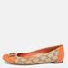 Gucci Shoes | Gucci Beige/Orange Gg Canvas And Leather Horsebit Ballet Flats | Color: Orange/Silver | Size: 39.5