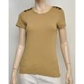 Ralph Lauren Tops | Lauren Ralph Lauren Shoulder Patch Top Ribbed Tee Camel Brown P-M New | Color: Brown | Size: Mp