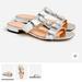 J. Crew Shoes | J. Crew Hazel Jeweled Cutout Sandals In Metallic Leather | Color: Silver | Size: 7.5