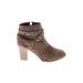 Clarks Ankle Boots: Brown Print Shoes - Women's Size 38 - Round Toe