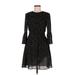 H&M Casual Dress - A-Line Crew Neck 3/4 sleeves: Black Polka Dots Dresses - Women's Size 6