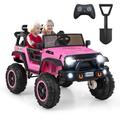 COSTWAY 24V Kids Ride on Truck, 2-Seater Battery-powered Ride On Car with Remote Control, Music, MP3, USB, 4 Motors Electric Vehicle Jeep for Boys Girls (Pink)