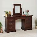 The Furniture Market French Hardwood Twin Pedestal Dressing Table Set with Mirror