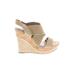 Charles by Charles David Wedges: Tan Print Shoes - Women's Size 10 - Open Toe