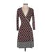 Max Studio Casual Dress - Wrap: Burgundy Print Dresses - Women's Size Small