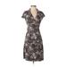 Ann Taylor Factory Casual Dress - Wrap: Brown Leopard Print Dresses - Women's Size 2 Petite