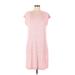 T by Talbots Casual Dress - Shift Scoop Neck Short sleeves: Pink Marled Dresses - Women's Size Medium