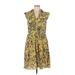 Adrianna Papell Casual Dress - A-Line V Neck Sleeveless: Yellow Dresses - Women's Size 10