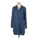 Velvet Heart Casual Dress - Mini Collared 3/4 sleeves: Blue Dresses - Women's Size Small