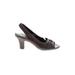 Aerosoles Heels: Slingback Chunky Heel Classic Brown Print Shoes - Women's Size 7 1/2 - Peep Toe