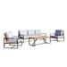 Panama Jack Outdoor Lakewood 5 - Person Outdoor Seating Group w/ Cushions Wood/Metal/Natural Hardwoods in Black/Brown/White | Wayfair