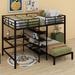 Isabelle & Max™ Ahlaan Full Over Twin Metal Bunk Bed Wood in Black | 70 H x 56.37 W x 99.05 D in | Wayfair 757BFE59BFF842289CF40C716D9FB013
