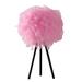 Wrought Studio™ Jaishmin 21 Inch Accent Table Lamp Feather Shade, Black Metal Tripod Base Metal in Pink | 20.5 H x 13 W x 13 D in | Wayfair