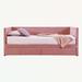 Latitude Run® Twin Size Corduroy Daybed w/ Two Drawers & Wood Slat Upholstered in Pink | 29.5 H x 43.3 W x 79.9 D in | Wayfair