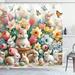 The Holiday Aisle® Spring Shower Curtain Easter Happy Flowers Rabbits Polyester | 70 H x 69 W in | Wayfair 506550AEF22B4302B197434FF1CA9068