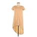 Forever 21 Casual Dress - High/Low Scoop Neck Short sleeves: Tan Print Dresses - Women's Size Medium