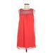 BCX Casual Dress - Mini Crew Neck Sleeveless: Red Print Dresses - Women's Size Medium