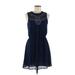 Maison Jules Casual Dress - Mini High Neck Sleeveless: Blue Solid Dresses - Women's Size Medium