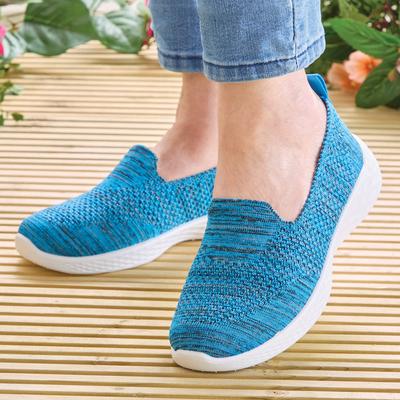 Women’s Memory Foam Slip-on Shoes, Blue, Size 7, Breathable Knit Shoes
