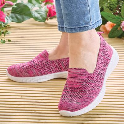 Women’s Memory Foam Slip-on Shoes, Pink, Size 7, Breathable Knit Shoes