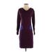 Synergy Casual Dress - Sheath Cowl Neck 3/4 sleeves: Burgundy Solid Dresses - Women's Size X-Small