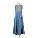 Match Casual Dress - Shirtdress High Neck Sleeveless: Blue Print Dresses - Women's Size 11