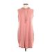 Shein Casual Dress - Mini Mock Sleeveless: Pink Solid Dresses - Women's Size Medium