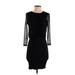 Elizabeth and James Casual Dress - Bodycon High Neck 3/4 sleeves: Black Print Dresses - Women's Size Small