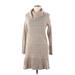 Anthropologie Casual Dress - Sweater Dress Cowl Neck Long sleeves: Tan Marled Dresses - Women's Size X-Small