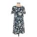 Banana Republic Factory Store Casual Dress - Shift Crew Neck Short sleeves: Blue Floral Dresses - Women's Size X-Small