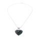 'Green Maya Heart' - Sterling Silver Heart Shaped Jade Necklace