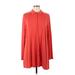 Joan Vass Casual Dress - Shirtdress: Red Dresses - Women's Size Large