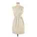 Shoshanna Cocktail Dress - Mini One Shoulder Sleeveless: Tan Print Dresses - Women's Size 2