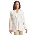 Plus Size Women's Linen Blazer by Jessica London in New Khaki Uneven Stripe (Size 26 W) Jacket