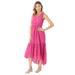 Plus Size Women's V-Neck High-Low Eyelet Dress by Roaman's in Vintage Rose (Size 12)