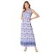 Plus Size Women's Sleeveless Relaxed A-Line Dress by Roaman's in Purple Ikat Border (Size 26/28)