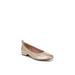 Wide Width Women's Cameo Casual Flat by LifeStride in Gold Faux Leather (Size 8 W)