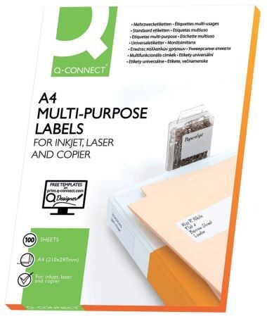 Q-Connect® KF10656 Inkjet+Laser+Kopier-Etiketten - 105,0x42,3 mm, weiß, 1400 Stück/100 Image