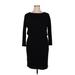 Ann Taylor Casual Dress - Sheath Crew Neck 3/4 sleeves: Black Print Dresses - Women's Size 14 Petite