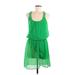 Express Casual Dress - Mini Scoop Neck Sleeveless: Green Print Dresses - Women's Size Medium