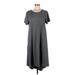 Lularoe Casual Dress - Midi Scoop Neck Short sleeves: Gray Dresses - Women's Size Medium