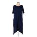 Cuddl Duds Casual Dress - Shift Scoop Neck Short sleeves: Blue Print Dresses - Women's Size Large