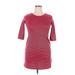 Old Navy Casual Dress - Sheath Crew Neck 3/4 sleeves: Burgundy Color Block Dresses - Women's Size 14