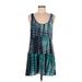 Aqua Casual Dress - A-Line Scoop Neck Sleeveless: Teal Print Dresses - Women's Size Medium