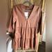 Zara Dresses | *Flawed Zara Faux Leather Dress With Marker On Sleeve | Color: Tan | Size: Xs
