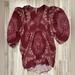 Free People Dresses | Free People Vneck Balloon Sleeve Mini Dress Tunic Size Small Burgundy Boho | Color: Pink/Red | Size: S
