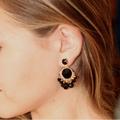 Kate Spade Jewelry | Kate Spade Gold Tone Sunset Blooms Black Drop Earrings Fan Gems Chandelier | Color: Black/Gold | Size: Os